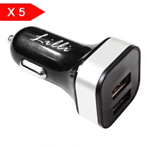 LILLI 5 CARICATORI AUTO 2 USB NERO