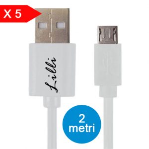 LILLI 5 CAVI MICRO USB PVC 2mt BIANCO