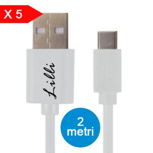 LILLI 5 CAVI C-TYPE PVC 2mt BIANCO