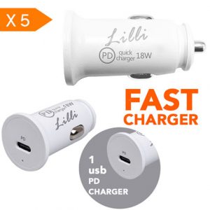 LILLI 5 ALIMENTATORI AUTO USB-C BIANCO