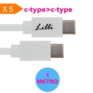 LILLI 5 CAVI C-TYPE C-TYPE PVC 1 METRO BIANCO