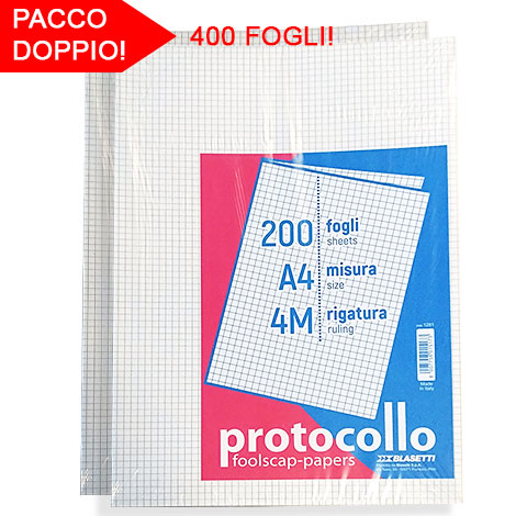 FOGLIO PROTOCOLLO QUADRETTI 4MM A4 (2X200) - Ingrosso Tabaccherie &  Articoli per Fumatori