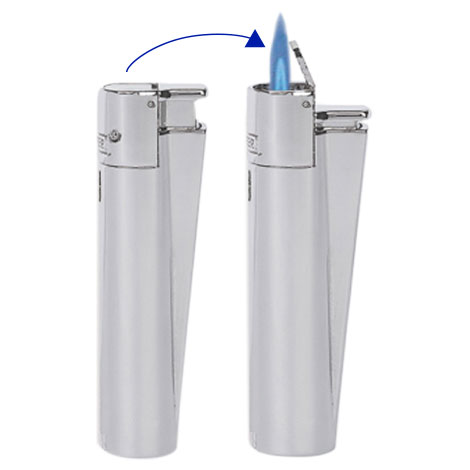 CLIPPER LARGE METAL JET FLAME SILVER SINGOLO (X1)