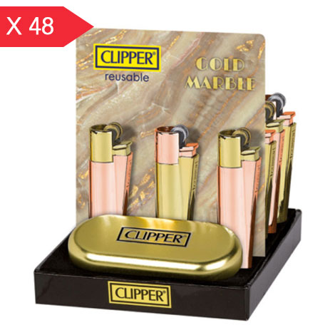 CLIPPER LARGE METAL GOLD MARBLE (X12) - Ingrosso Tabaccherie \u0026 Articoli per  Fumatori